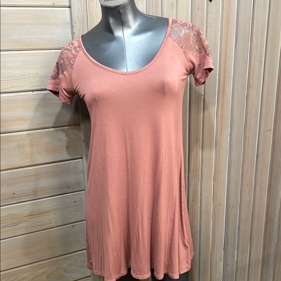Aeropostale Tops - Aeropostale Pink Tunic with Criss-Cross Sleeves